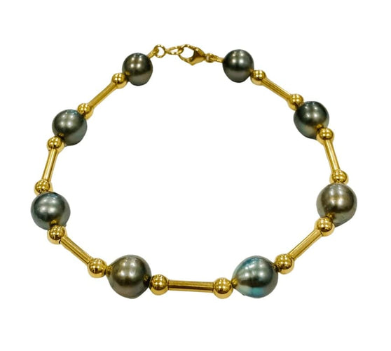 Bracelet Bracelet perles de Tahiti en or jaune 18k 58 Facettes