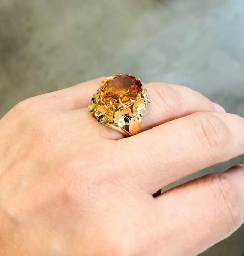 Bague 58 Bague cocktail en or jaune 18K avec citrine 58 Facettes