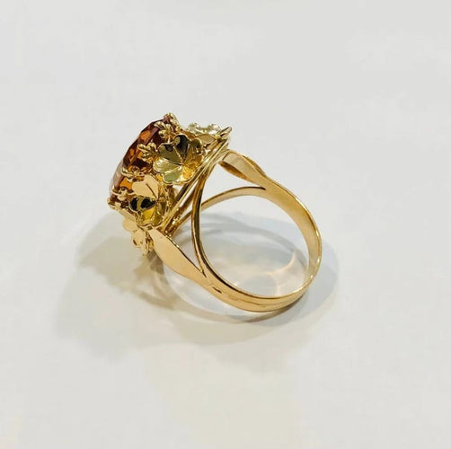 Bague 58 Bague cocktail en or jaune 18K avec citrine 58 Facettes