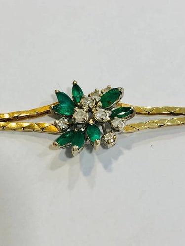Bracelet Bracelet ancien en or jaune 18k avec émeraudes et diamants 58 Facettes
