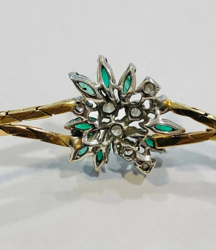 Bracelet Bracelet ancien en or jaune 18k avec émeraudes et diamants 58 Facettes