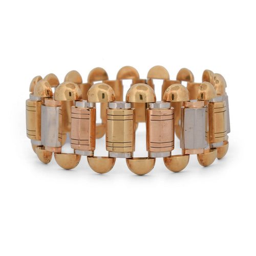 Bracelet Bracelet vintage en or jaune, blanc et rouge 18 kt 58 Facettes BR104_114-65 (05049)