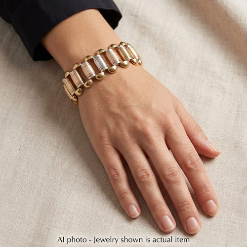 Bracelet Bracelet vintage en or jaune, blanc et rouge 18 kt 58 Facettes BR104_114-65 (05049)
