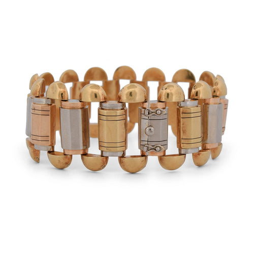 Bracelet Bracelet vintage en or jaune, blanc et rouge 18 kt 58 Facettes BR104_114-65 (05049)