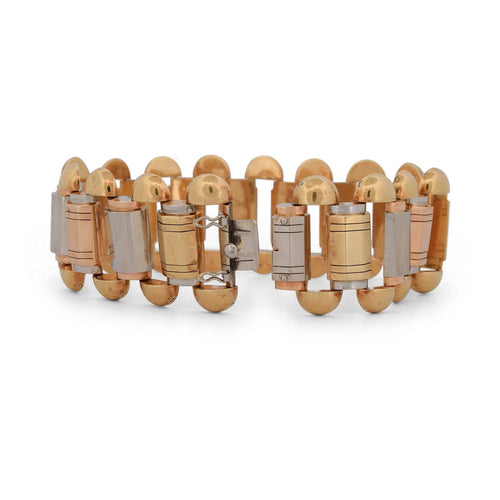Bracelet Bracelet vintage en or jaune, blanc et rouge 18 kt 58 Facettes BR104_114-65 (05049)