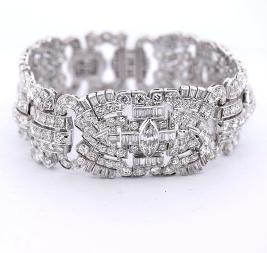 Bracelet Bracelet Art déco en platine 900 et diamants 58 Facettes BR98 '(005319)