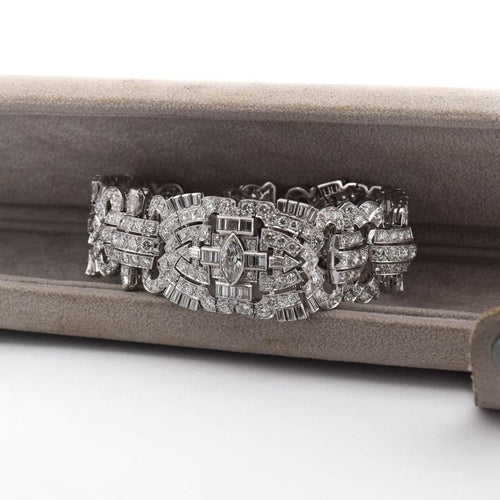 Bracelet Bracelet Art déco en platine 900 et diamants 58 Facettes BR98 '(005319)