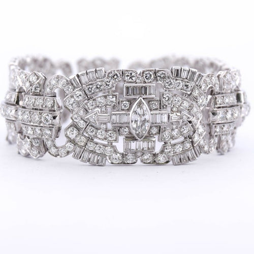 Bracelet Bracelet Art déco en platine 900 et diamants 58 Facettes BR98 '(005319)