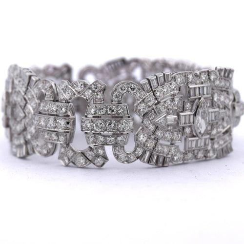 Bracelet Bracelet Art déco en platine 900 et diamants 58 Facettes BR98 '(005319)