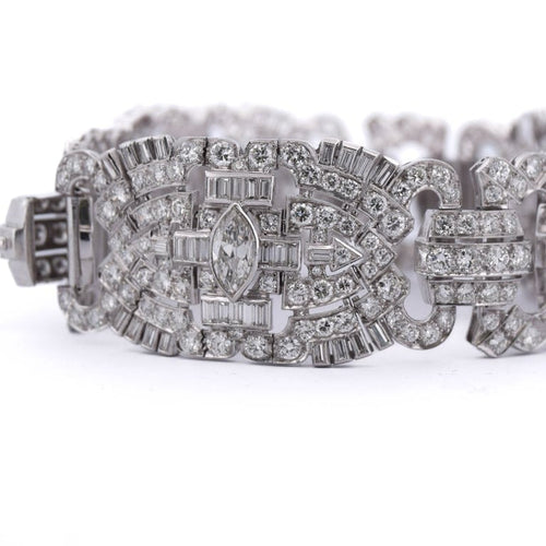 Bracelet Bracelet Art déco en platine 900 et diamants 58 Facettes BR98 '(005319)