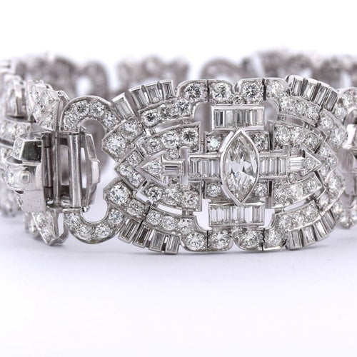 Bracelet Bracelet Art déco en platine 900 et diamants 58 Facettes BR98 '(005319)