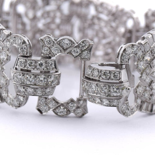 Bracelet Bracelet Art déco en platine 900 et diamants 58 Facettes BR98 '(005319)