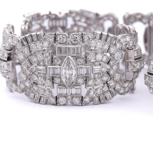 Bracelet Bracelet Art déco en platine 900 et diamants 58 Facettes BR98 '(005319)