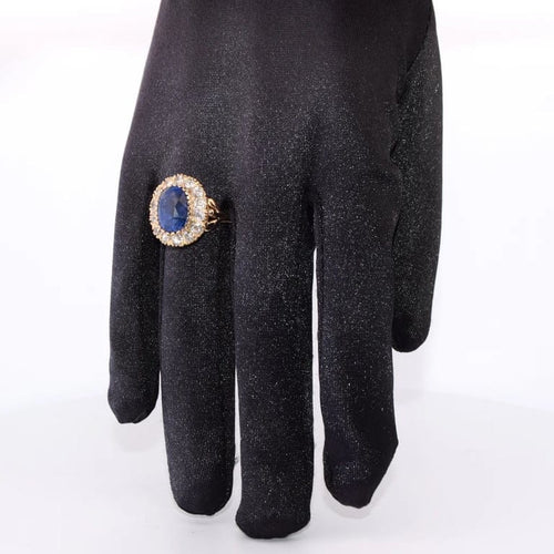 Bague 54 Bague ancienne en or jaune 18 carats avec saphir et diamants 58 Facettes AN563