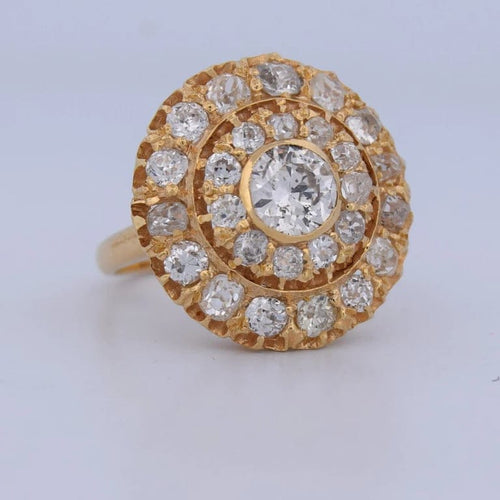 Bague 54 Bague victorienne en or jaune 18 carats et diamants 58 Facettes AN556
