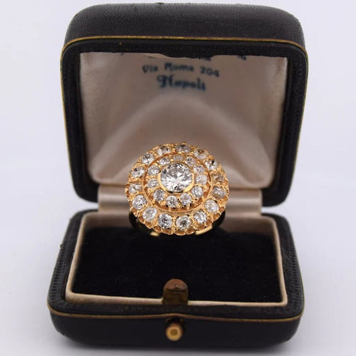 Bague 54 Bague victorienne en or jaune 18 carats et diamants 58 Facettes AN556