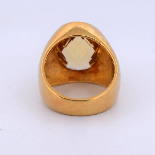 Bague 53 Bague vintage en or jaune 18 carats et quartz citrine 58 Facettes AN553