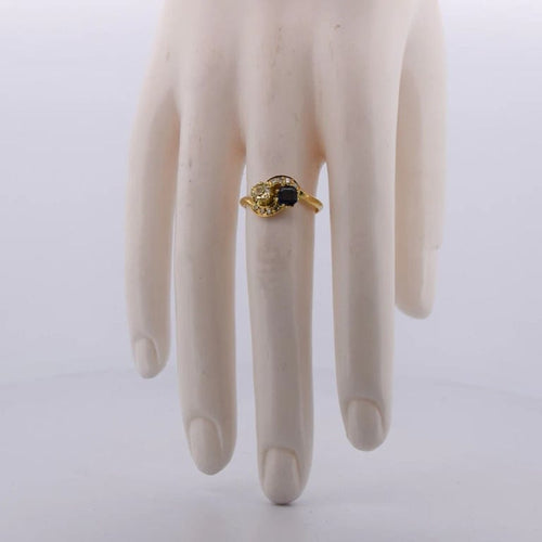 Bague 55 Bague victorienne en or jaune 18 carats, saphir et diamants 58 Facettes AN559