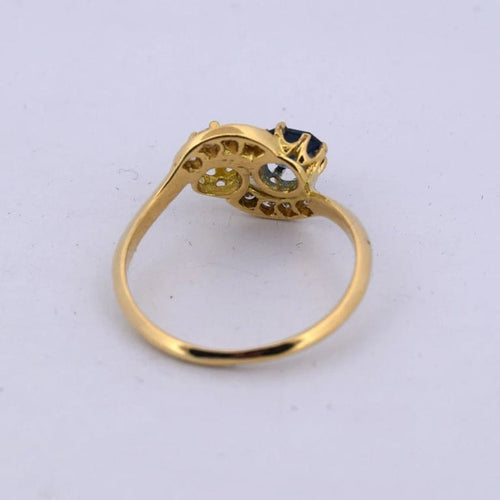 Bague 55 Bague victorienne en or jaune 18 carats, saphir et diamants 58 Facettes AN559