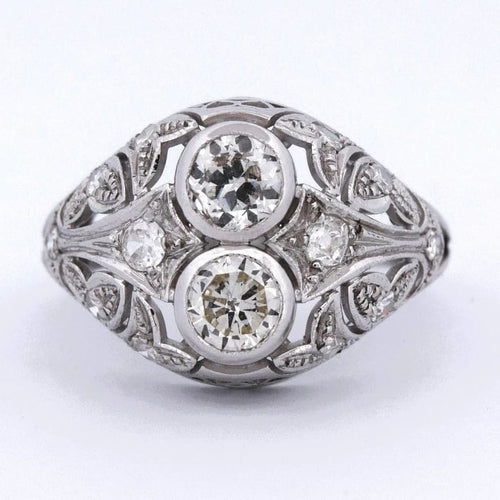 Bague 57 Bague ancienne en or blanc 18 carats et diamants 58 Facettes AN P7