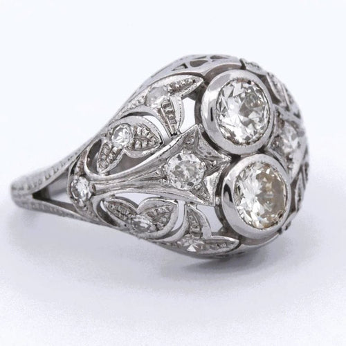 Bague 57 Bague ancienne en or blanc 18 carats et diamants 58 Facettes AN P7