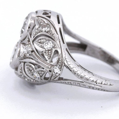 Bague 57 Bague ancienne en or blanc 18 carats et diamants 58 Facettes AN P7