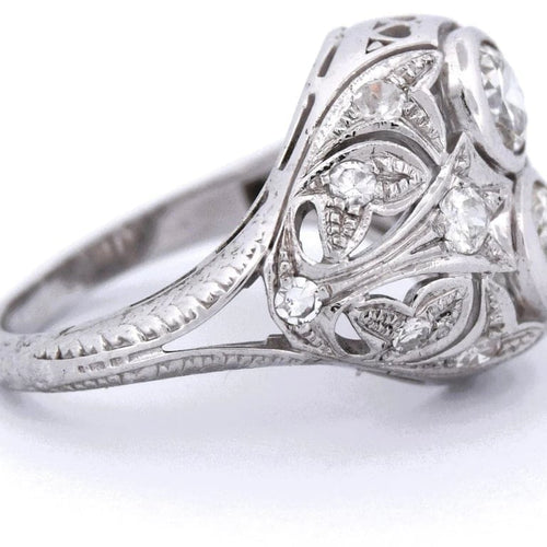 Bague 57 Bague ancienne en or blanc 18 carats et diamants 58 Facettes AN P7