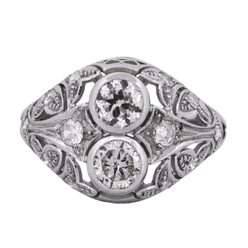 Bague 57 Bague ancienne en or blanc 18 carats et diamants 58 Facettes AN P7