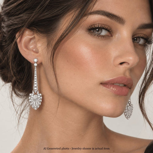 Boucles d'oreilles Boucles d'oreilles pendantes en or blanc 18 kt et diamants 58 Facettes OR193 - P25 (05319)