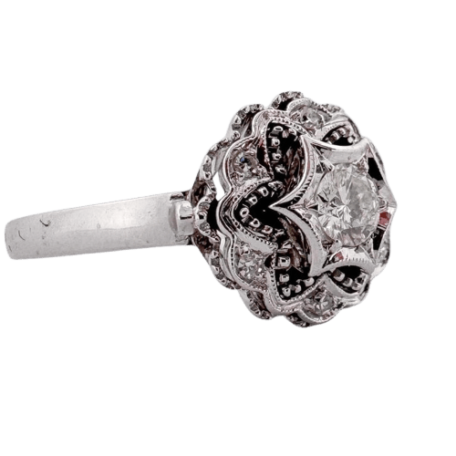 Bague 54 Bague vintage en or blanc 18 carats et diamant 0,25 ct 58 Facettes AN549