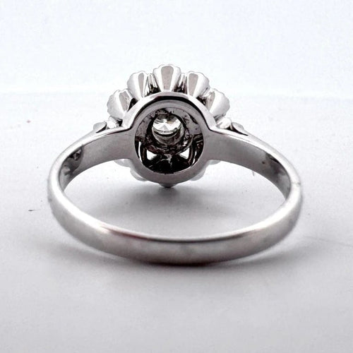 Bague 54 Bague vintage en or blanc 18 carats et diamant 0,25 ct 58 Facettes AN549