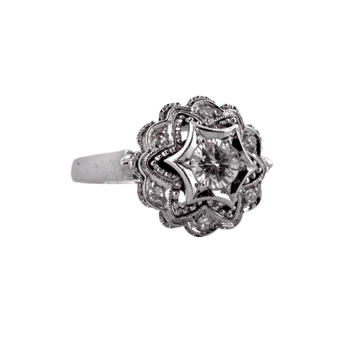Bague 54 Bague vintage en or blanc 18 carats et diamant 0,25 ct 58 Facettes AN549