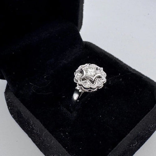 Bague 54 Bague vintage en or blanc 18 carats et diamant 0,25 ct 58 Facettes AN549
