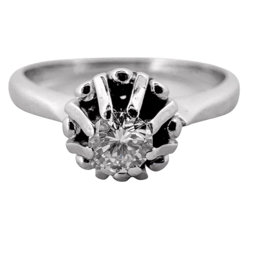 Bague 53 Bague vintage - Bague en or blanc 18 carats et diamant 0,15 ct 58 Facettes AN548
