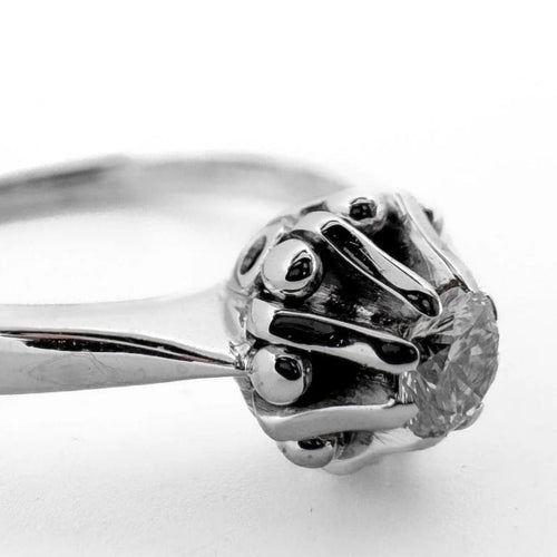Bague 53 Bague vintage - Bague en or blanc 18 carats et diamant 0,15 ct 58 Facettes AN548