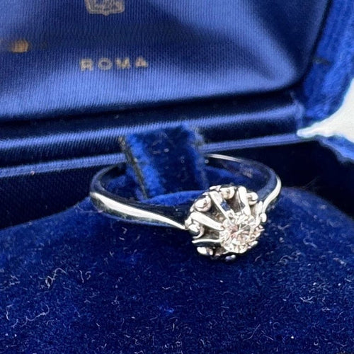 Bague 53 Bague vintage - Bague en or blanc 18 carats et diamant 0,15 ct 58 Facettes AN548