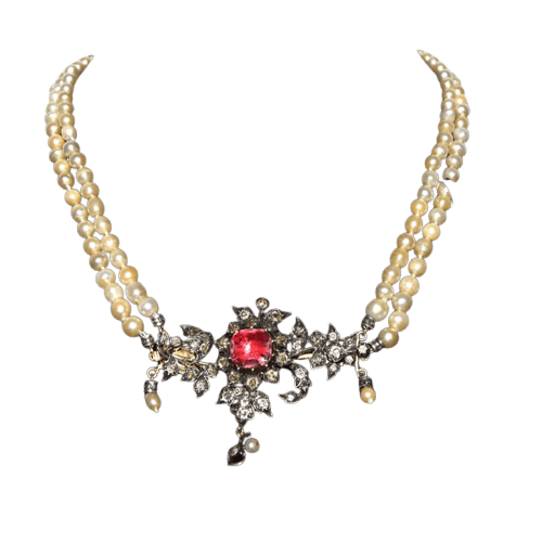 Collier Collier victorien à deux rangs en perles naturelles et diamants 58 Facettes CL101