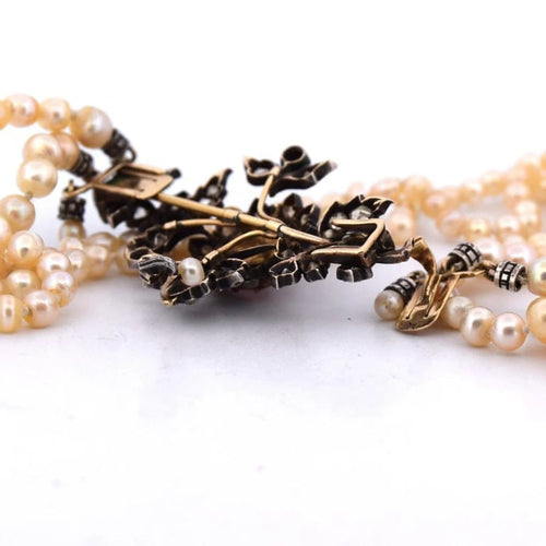 Collier Collier victorien à deux rangs en perles naturelles et diamants 58 Facettes CL101