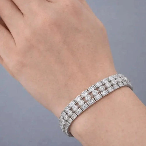 Bracelet Bracelet vintage en platine 950 et diamants (18,50 ct) 58 Facettes BR115