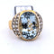 Bague 55 Bague vintage en or jaune 18 carats avec aigue-marine et diamants 58 Facettes AN501