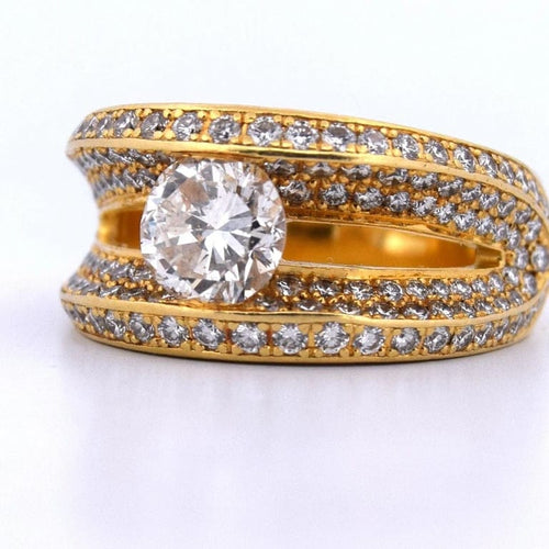 Bague 56 Bague vintage en or jaune 18 carats et diamant taille brillant 58 Facettes AN562