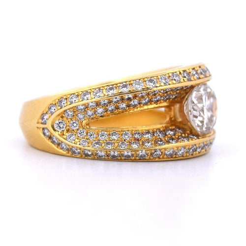 Bague 56 Bague vintage en or jaune 18 carats et diamant taille brillant 58 Facettes AN562