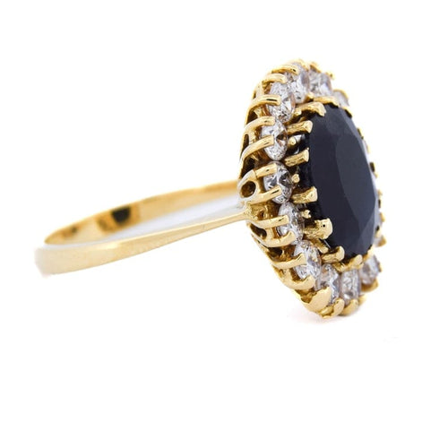 Bague 55 Bague vintage en or jaune 18 carats avec saphir et diamants 58 Facettes AN485