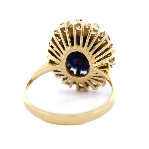 Bague 55 Bague vintage en or jaune 18 carats avec saphir et diamants 58 Facettes AN485
