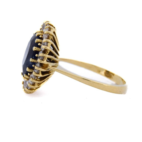 Bague 55 Bague vintage en or jaune 18 carats avec saphir et diamants 58 Facettes AN485