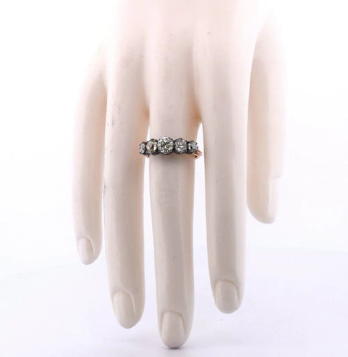 Bague 55 Bague victorienne en or 14k, argent 925 et diamants 1,45 ct 58 Facettes AN427