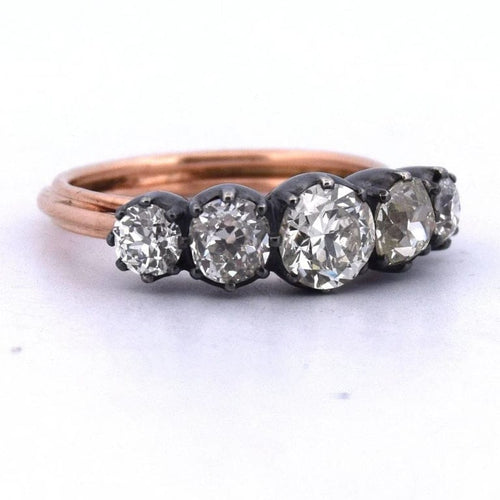 Bague 55 Bague victorienne en or 14k, argent 925 et diamants 1,45 ct 58 Facettes AN427