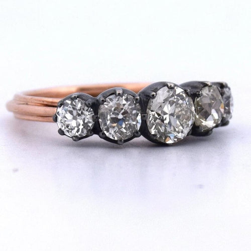 Bague 55 Bague victorienne en or 14k, argent 925 et diamants 1,45 ct 58 Facettes AN427