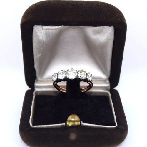 Bague 55 Bague victorienne en or 14k, argent 925 et diamants 1,45 ct 58 Facettes AN427
