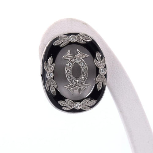 Boucles d'oreilles Boucles d'oreilles vintage en platine avec onyx, cristal de roche et diamants 58 Facettes OR190
